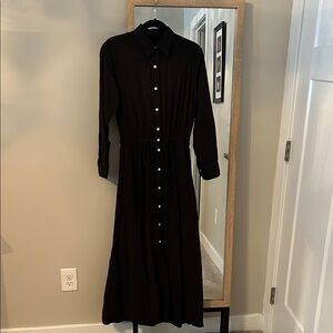 Buck Mason Black Long Sleeve Maxi Dress